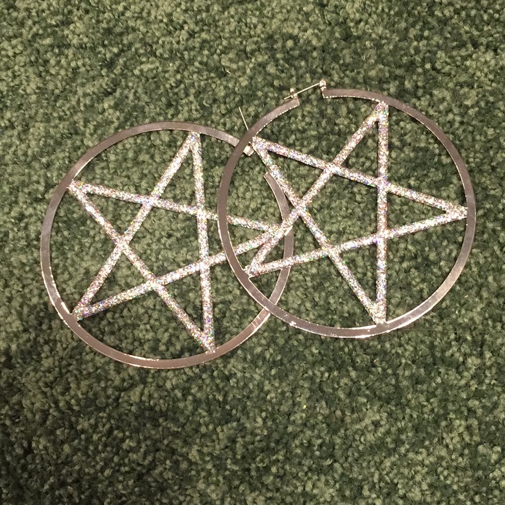 Pentagram hoop earrings